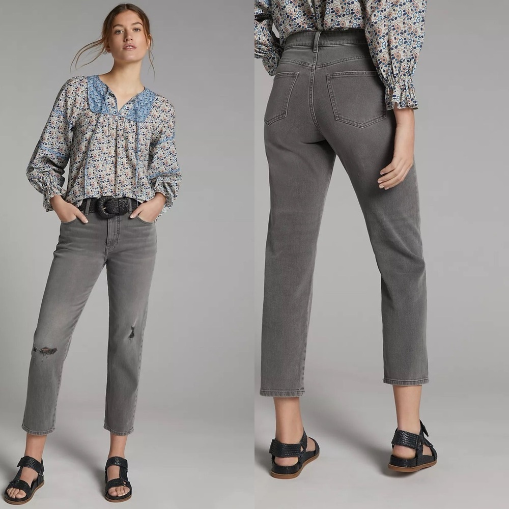 Anthropologie Pilcro The Borrowed Boyfriend Jeans gray size 27 straight leg